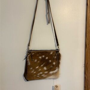 Brown and White Fur Crossbody Bag